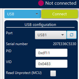 STM32CubeProgrammer connect